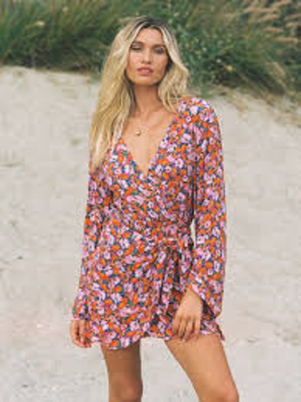 L*Space Kristy Dress vibrant blue orange pink florals, sz S